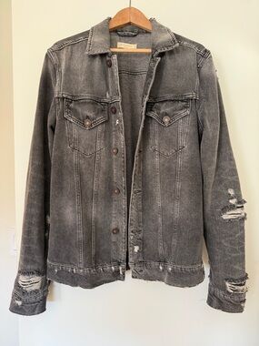 AllSaints Distressed Black Denim Jacket